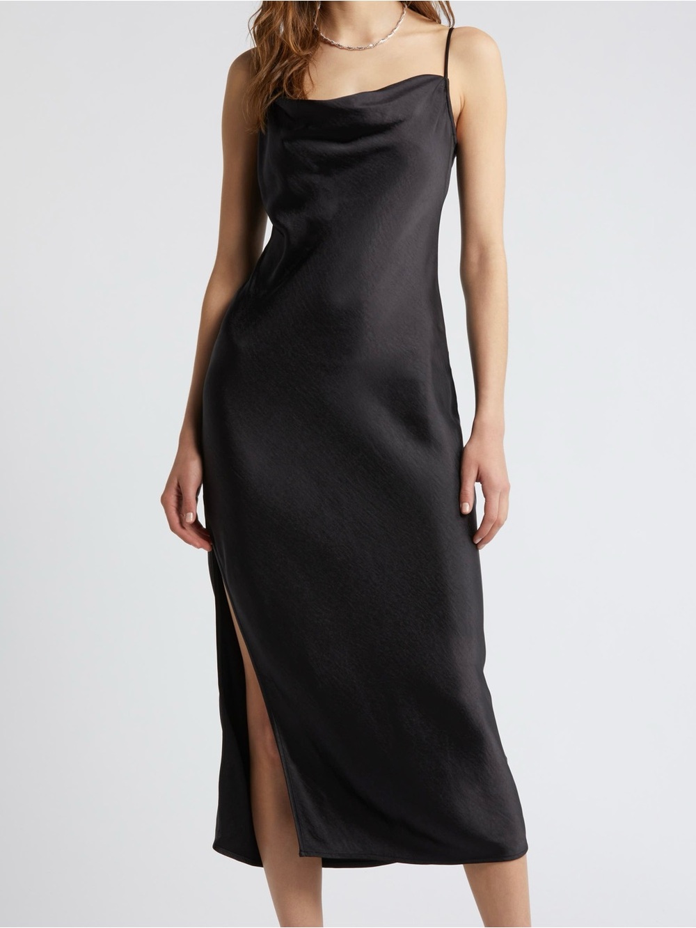 NWT Banana Republic Women’s Satin Dress Sleeveless Spaghetti Strap Black Size XS